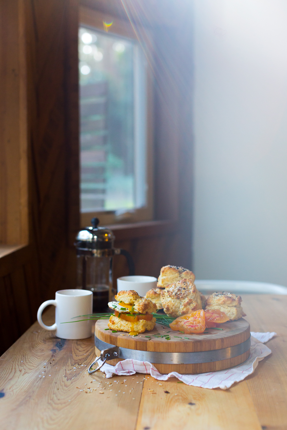 Goat Cheese Everything Biscuits on the table