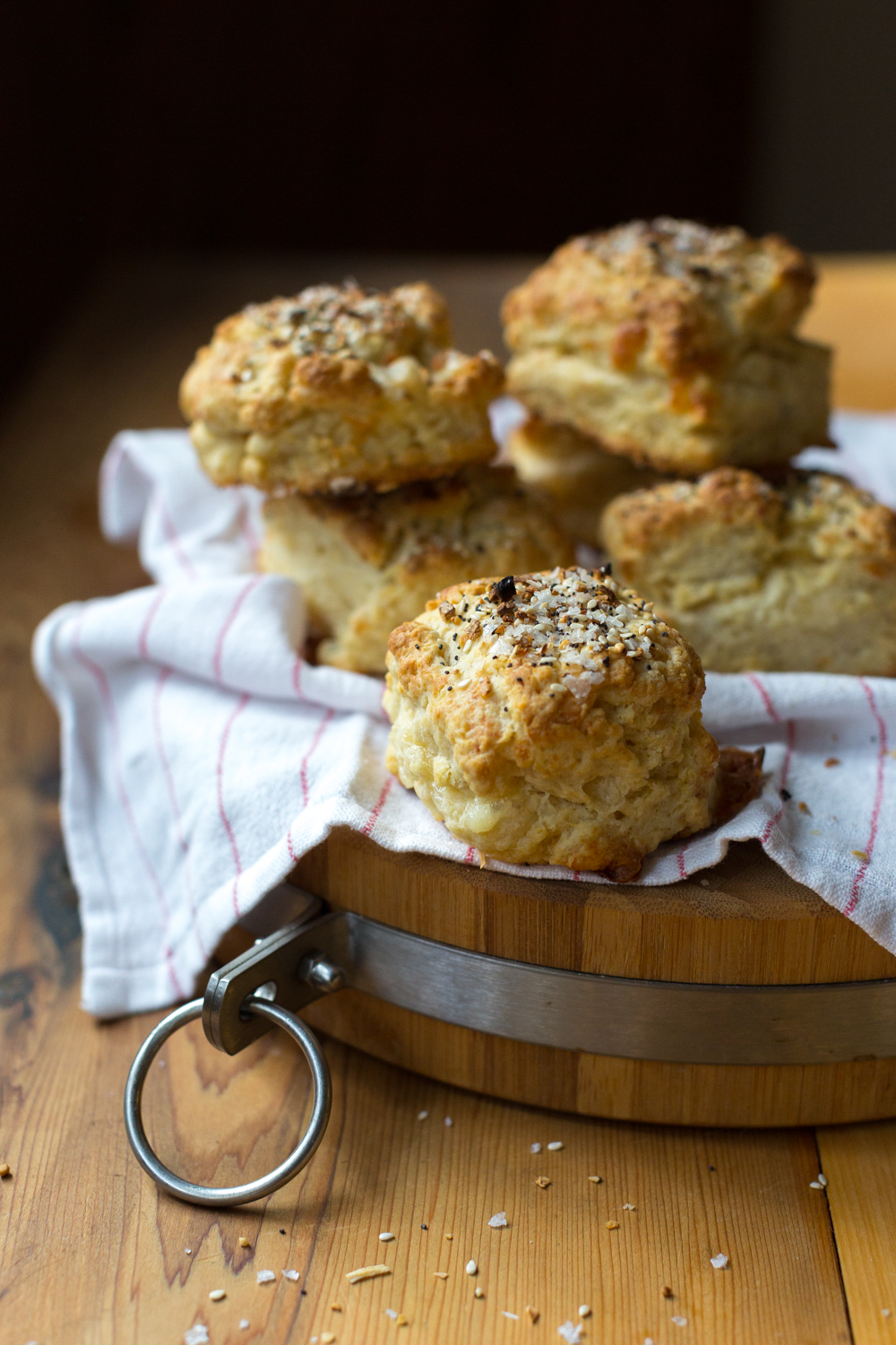 Stack of Goat Cheese Everything Biscuits