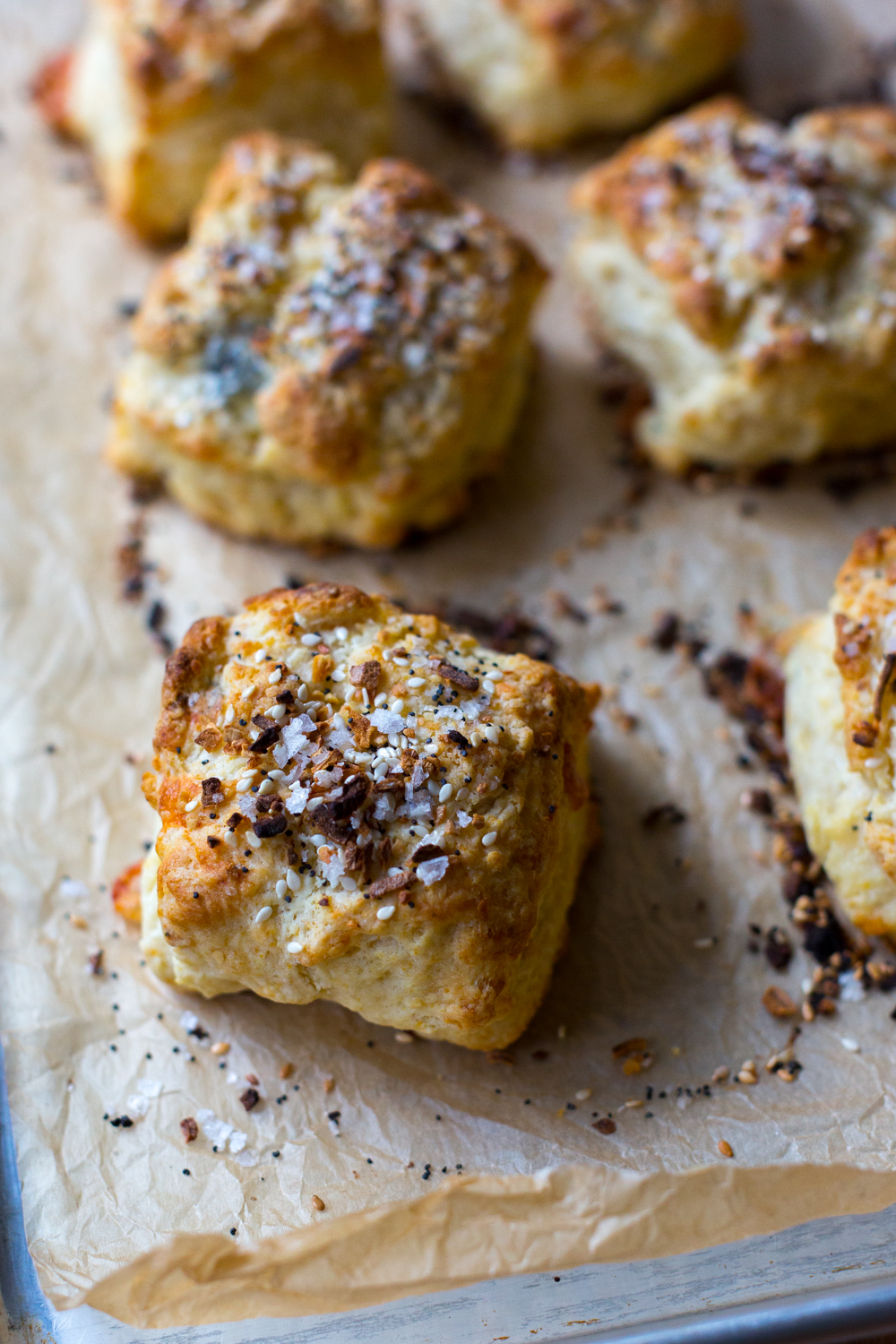 Goat Cheese Everything Biscuits close up