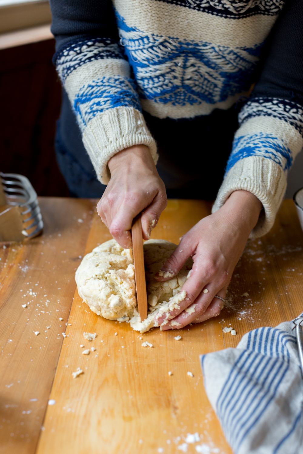 Goat Cheese Everything Biscuits shaping