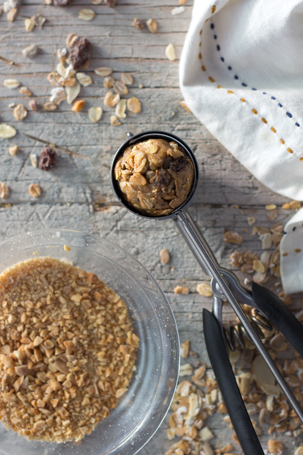 Scooping Muesli Almond Energy Balls