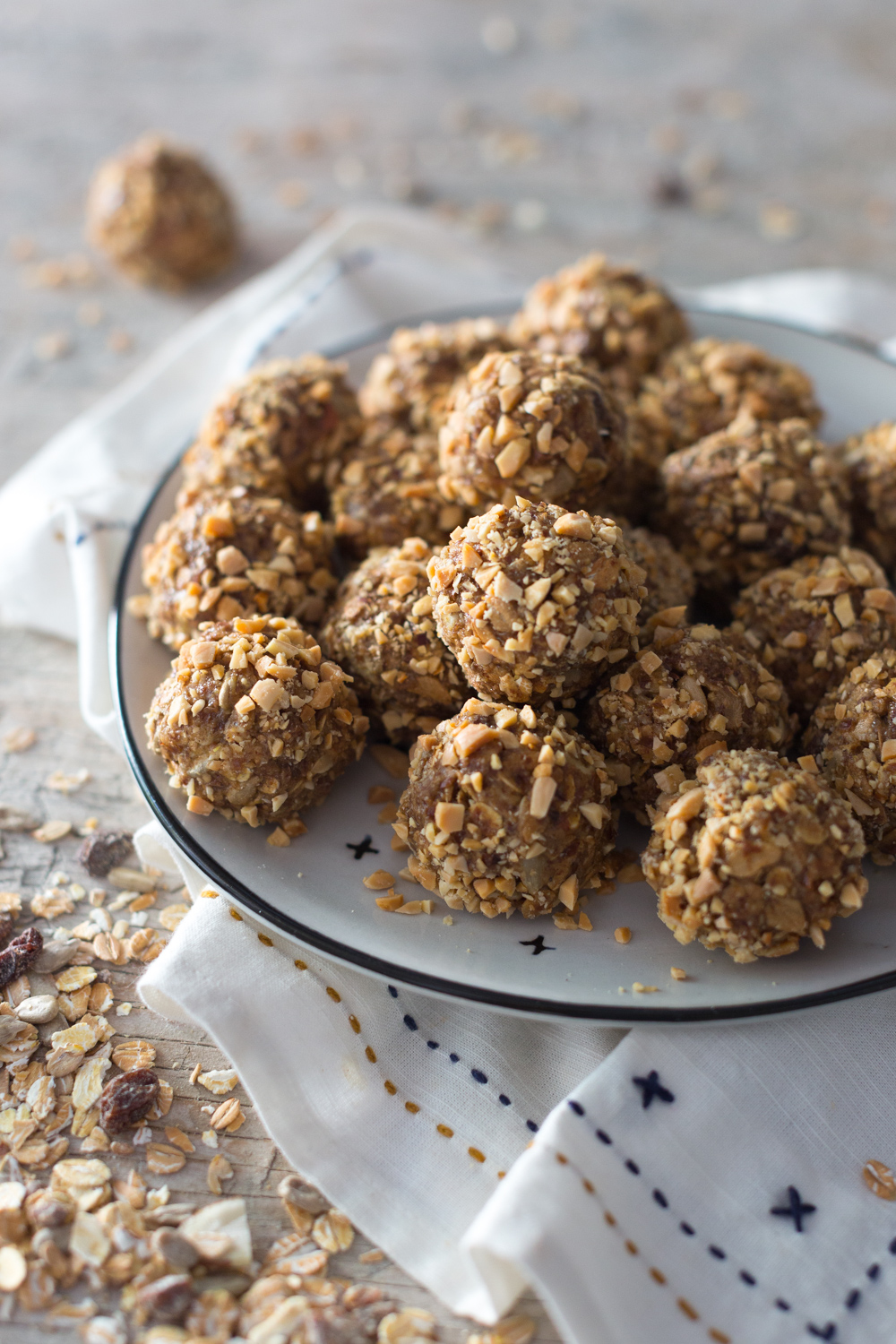 Plate of Muesli Almond Energy Balls