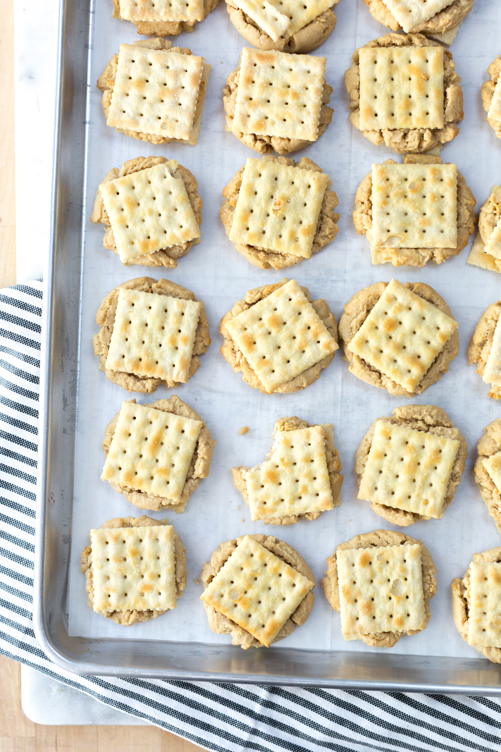 Saltine Peanut Butter Cookies cooling