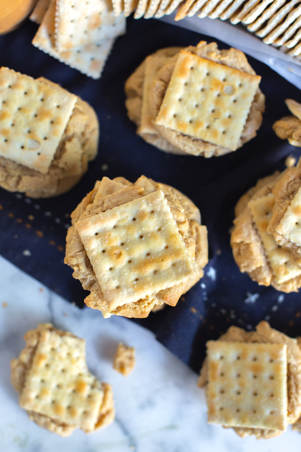 Saltine Peanut Butter Cookies stacked