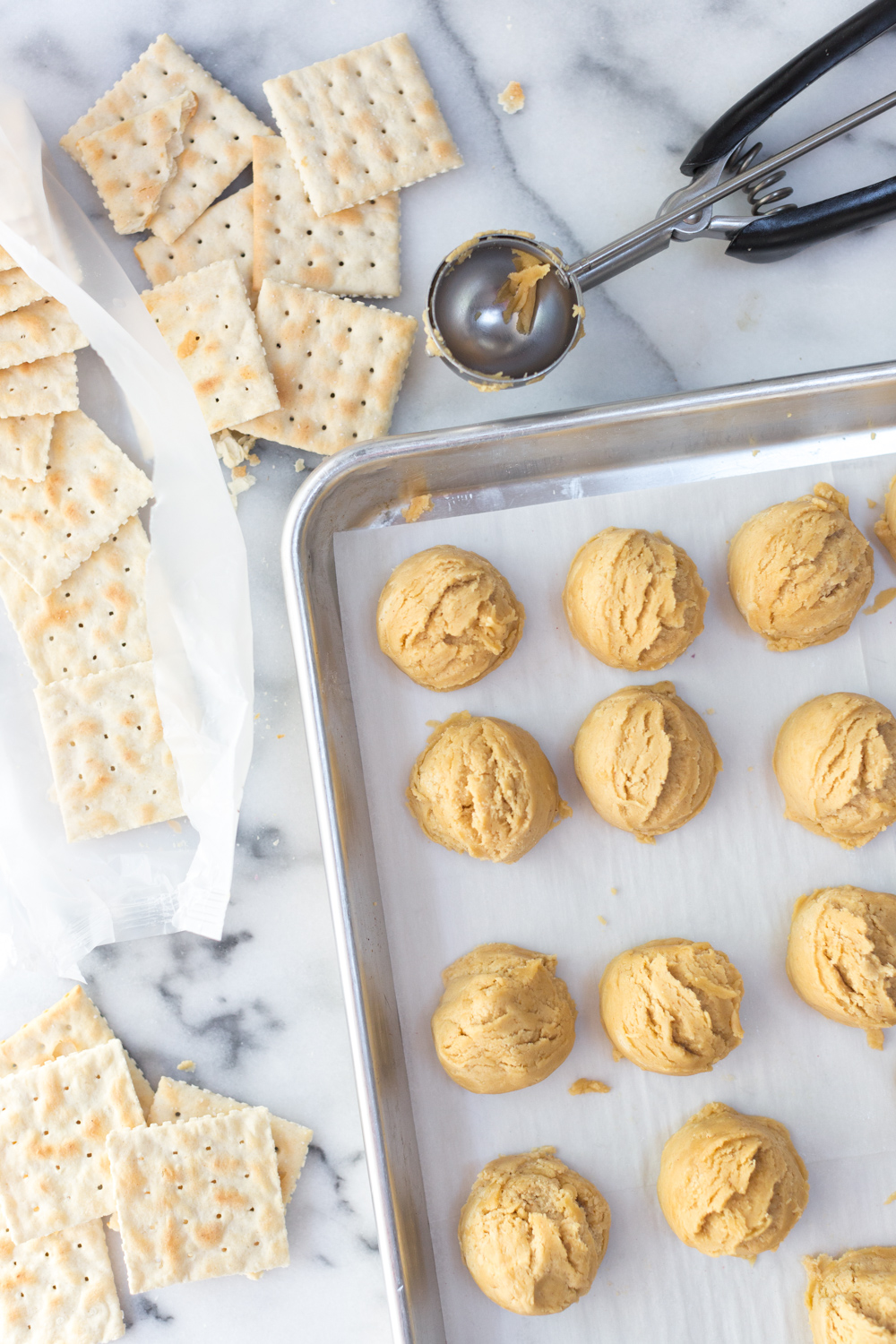 Scooping Saltine Peanut Butter Cookies