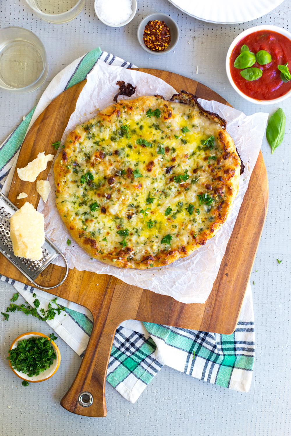 Cheesy Garlic Bread Pizza by Baking The Goods