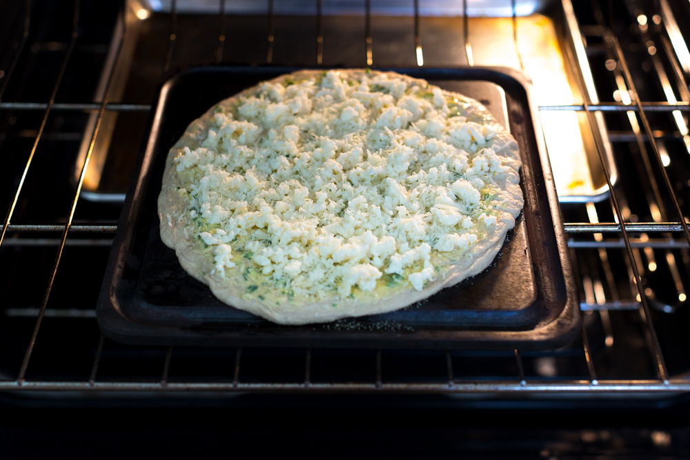 Cheesy Garlic Bread Pizza - baking on Baking Steel.