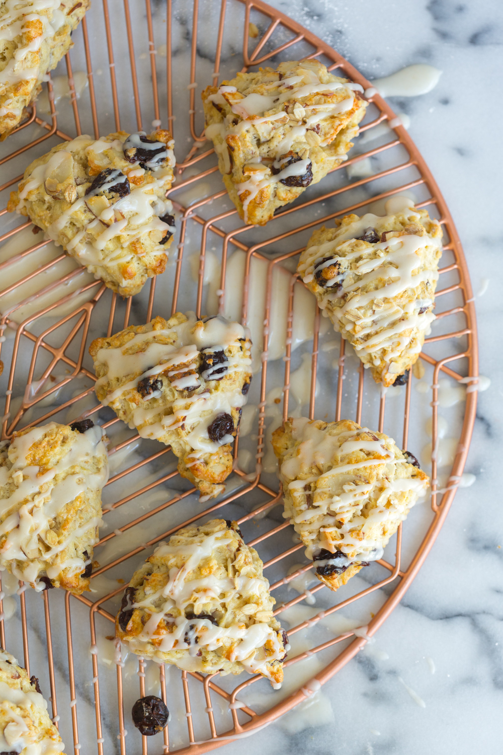 Cherry Almond Oat Scones glazed