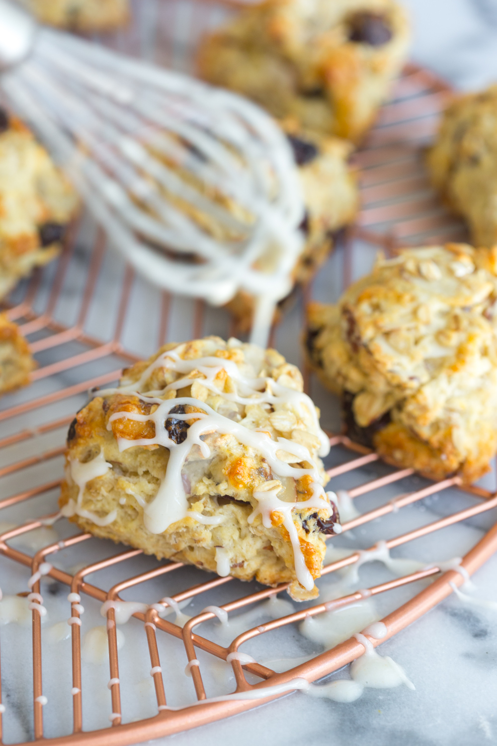 Cherry Almond Oat Scones glaze drizzle
