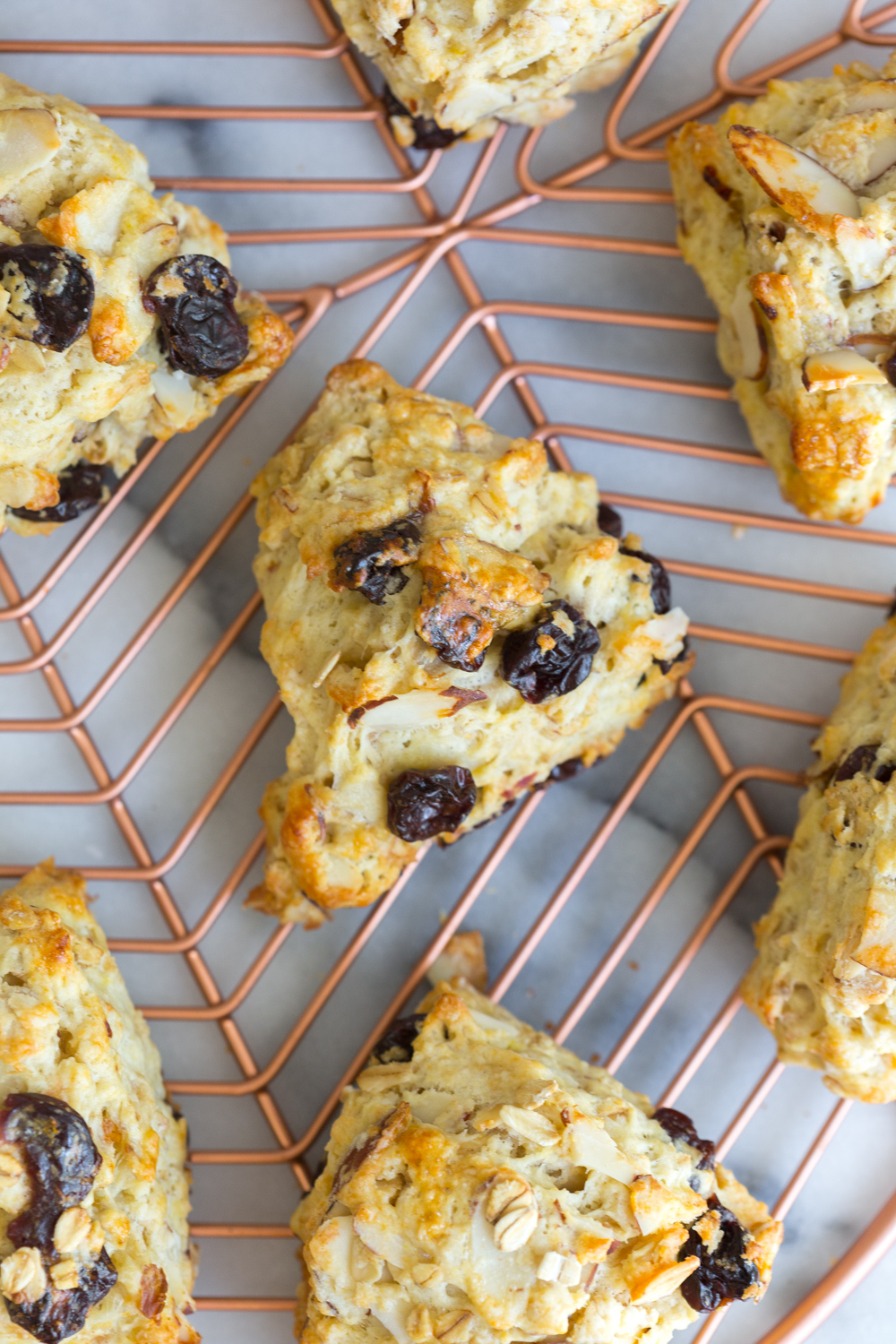 Cherry Almond Oat Scones cooling