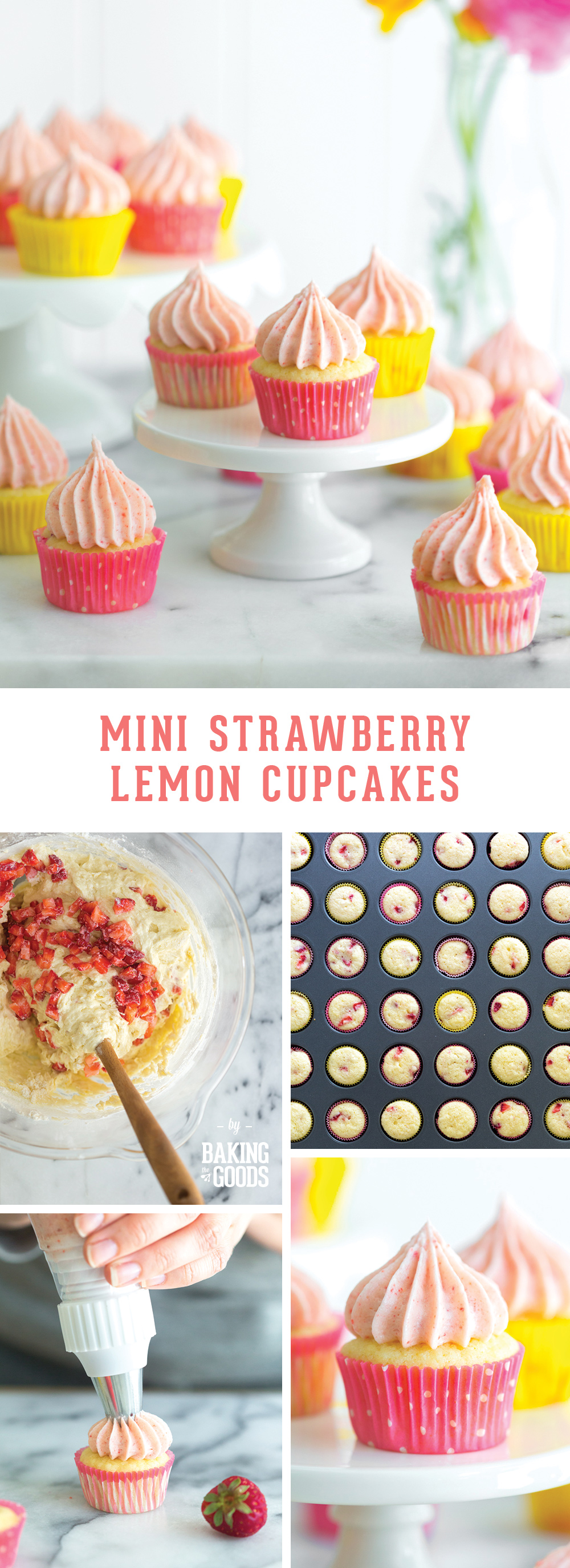 Mini Strawberry Lemon Cupcakes by Baking The Goods