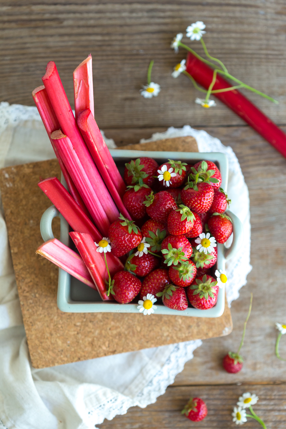 Strawberries & Rhubarb for Strawberry Rhubarb Curd Tartlets