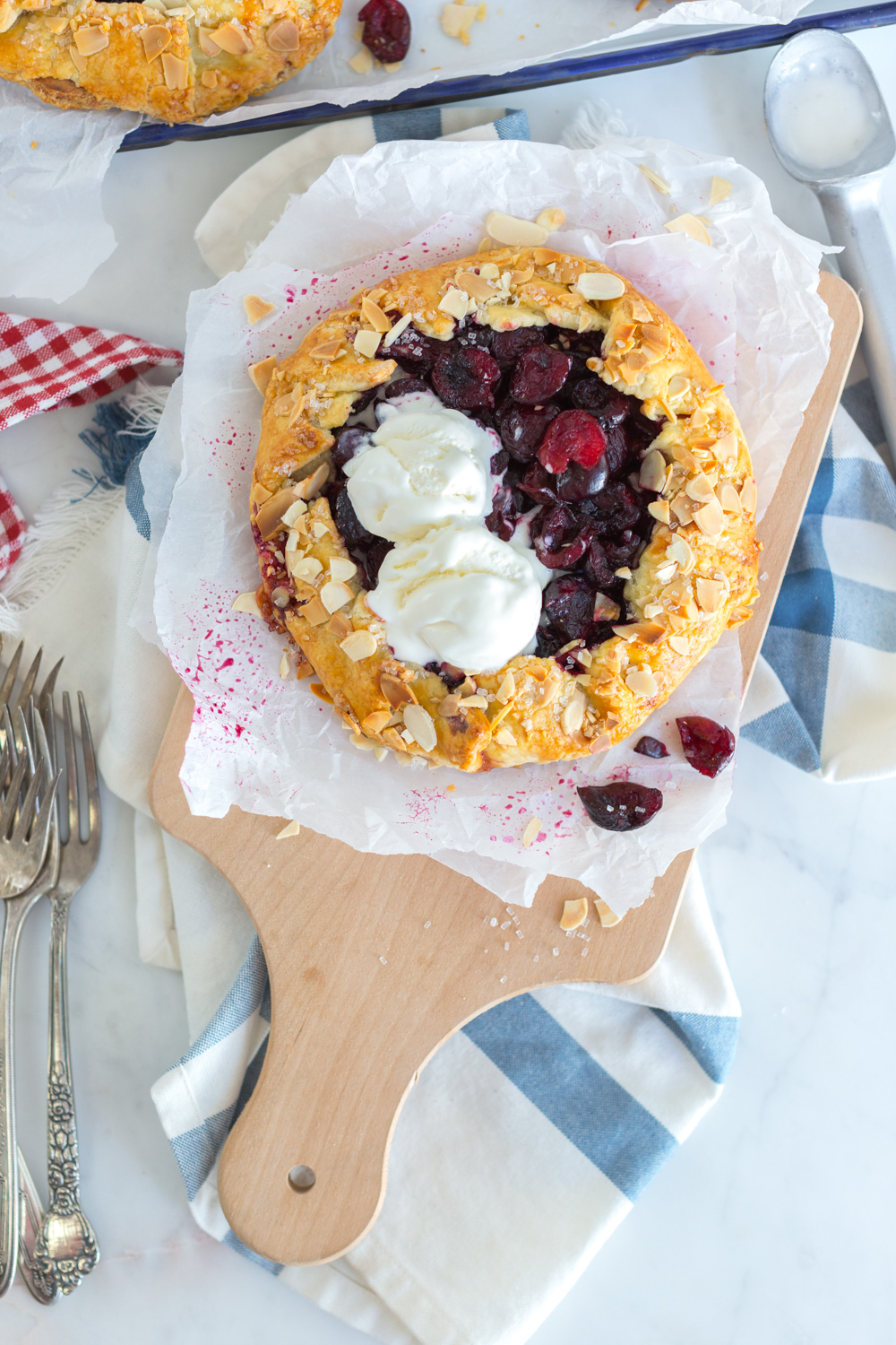 Cherry Almond Galettes with 2 scoops of ice cream