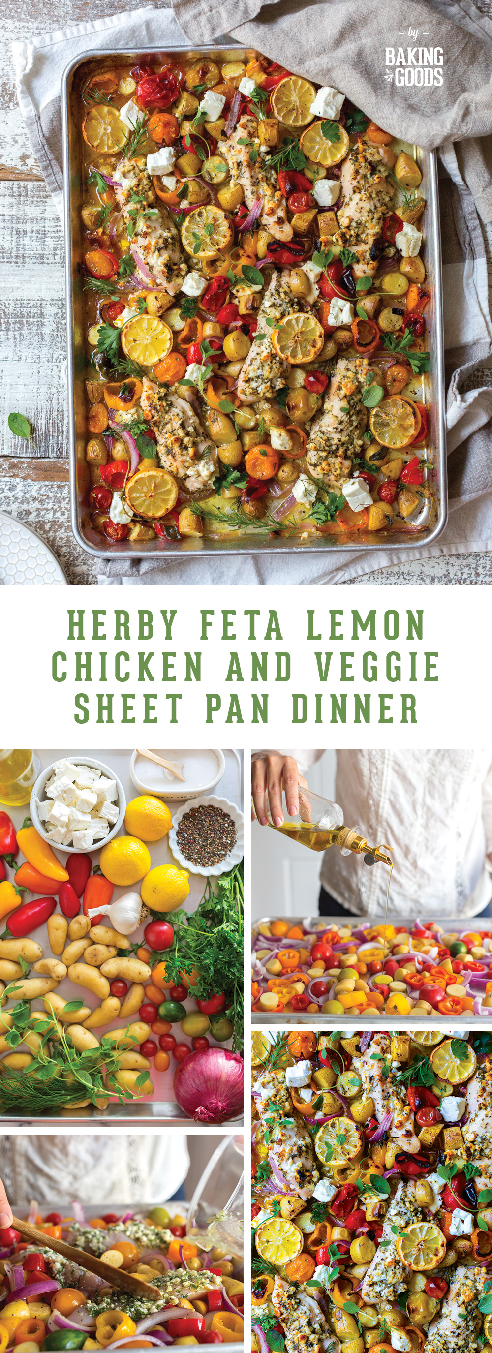 Herby Feta Lemon Chicken and Veggie Sheet Pan Dinner