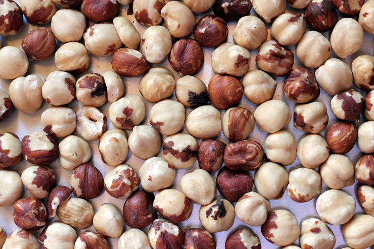 toasted hazelnuts for Linzer Cookies
