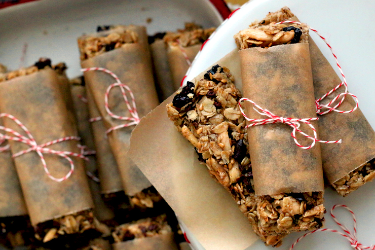 Vegan Gluten Free Almond Cherry Cacao Granola Bars.