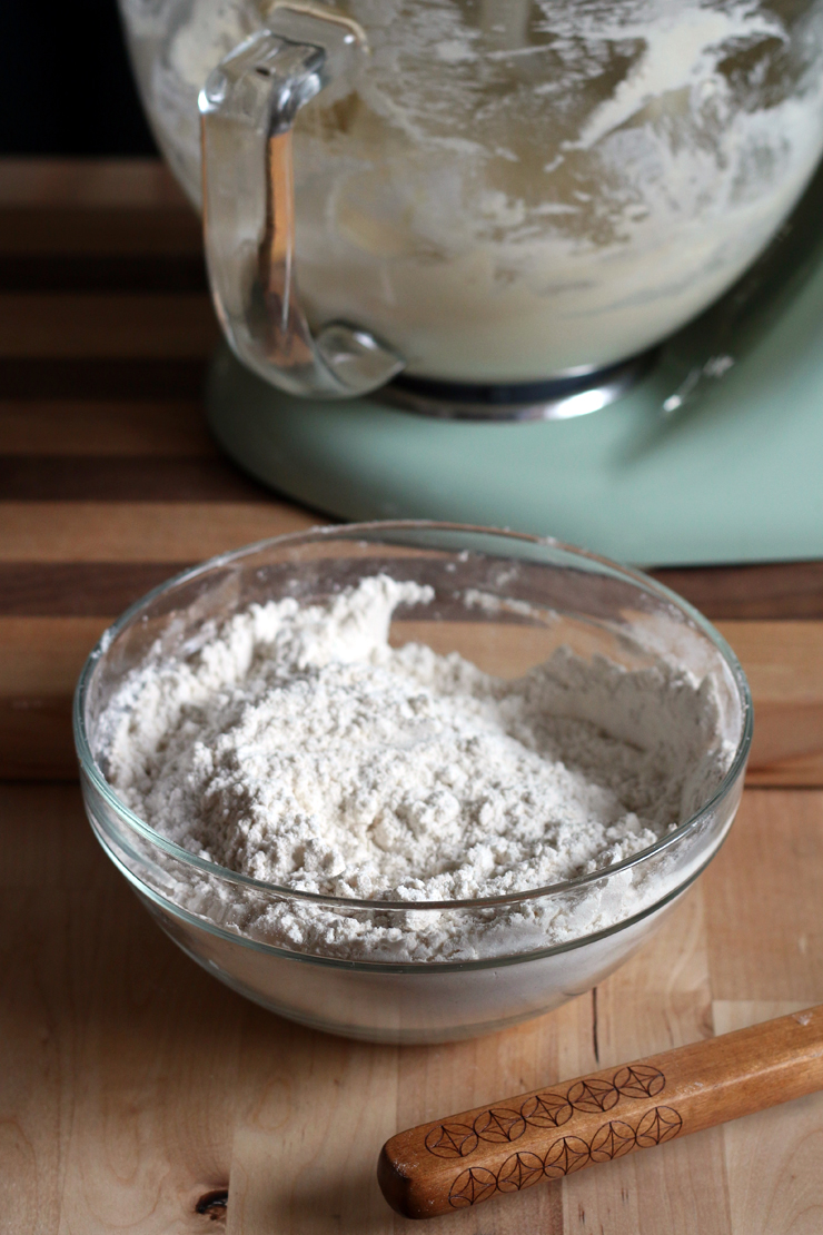adding dry ingredients to the animal cookie dough