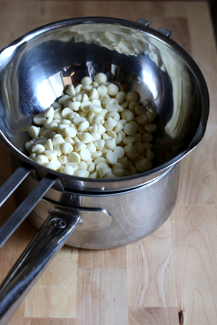 melting white chocolate chips with a double boiling method
