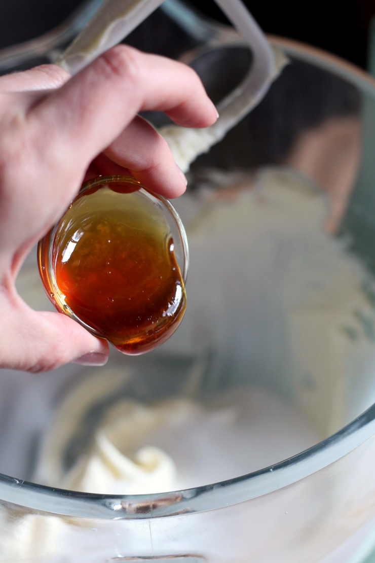 adding honey to the cookie mixutre