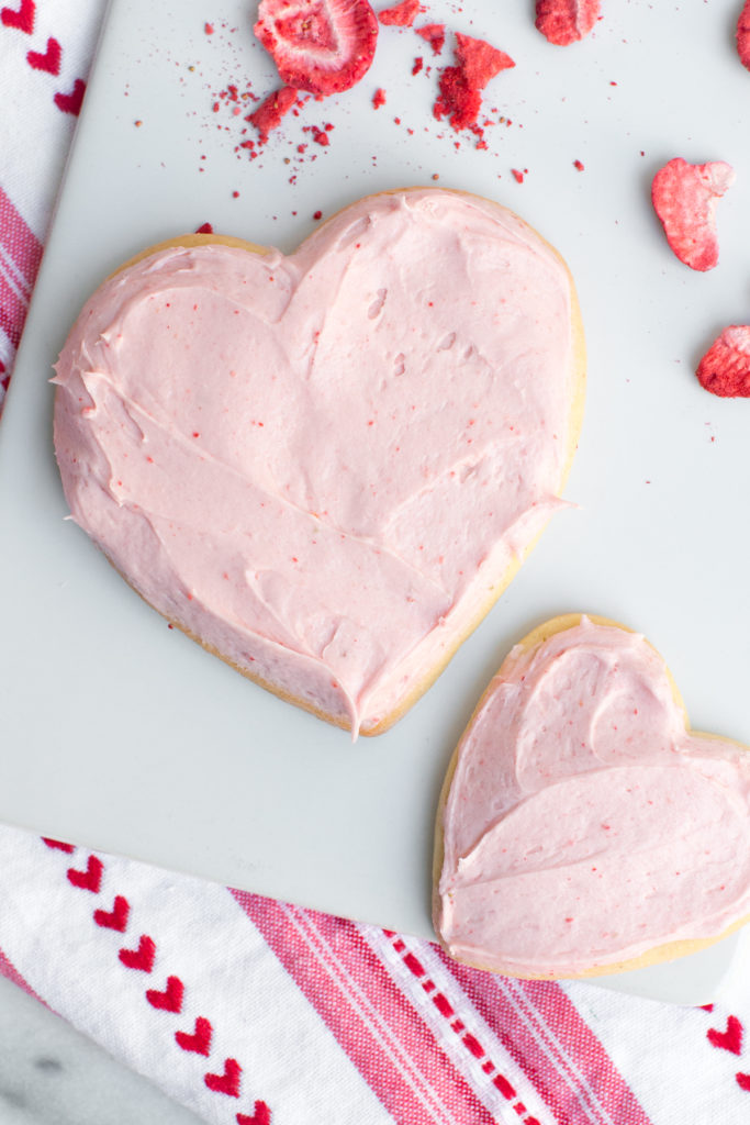 Big Pink Heart Cookies with strawberry cream cheese frosting