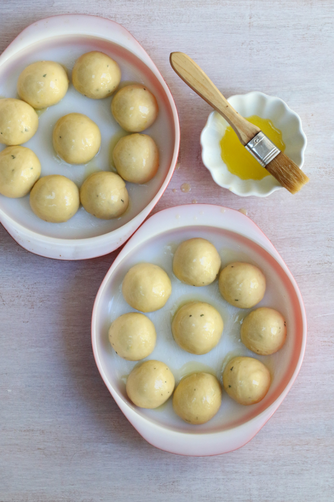 Butter rolls before baking