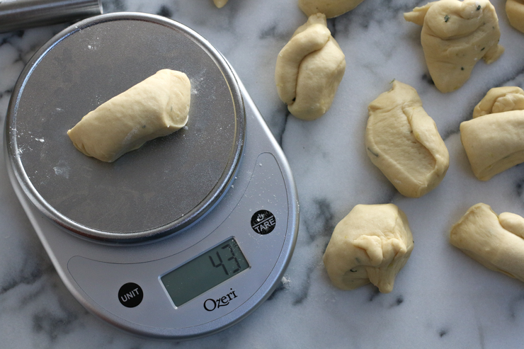 weighing roll dough