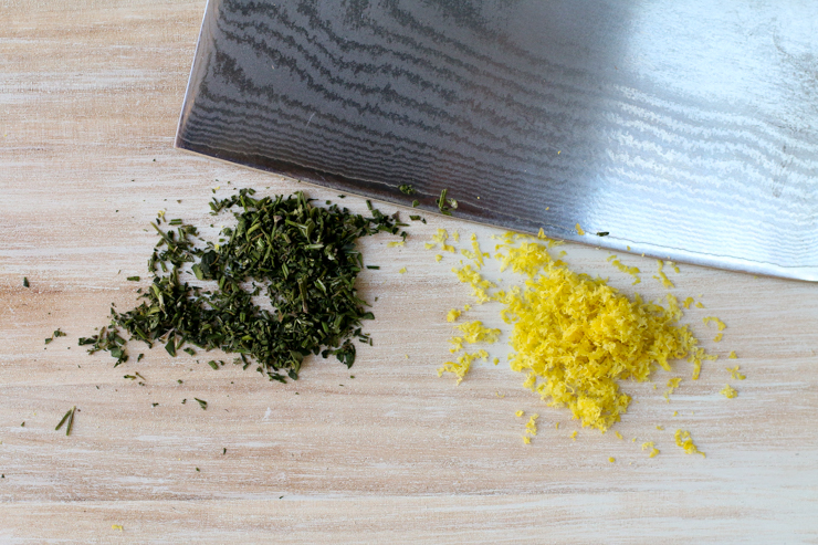 lemon zest and chopped herbs