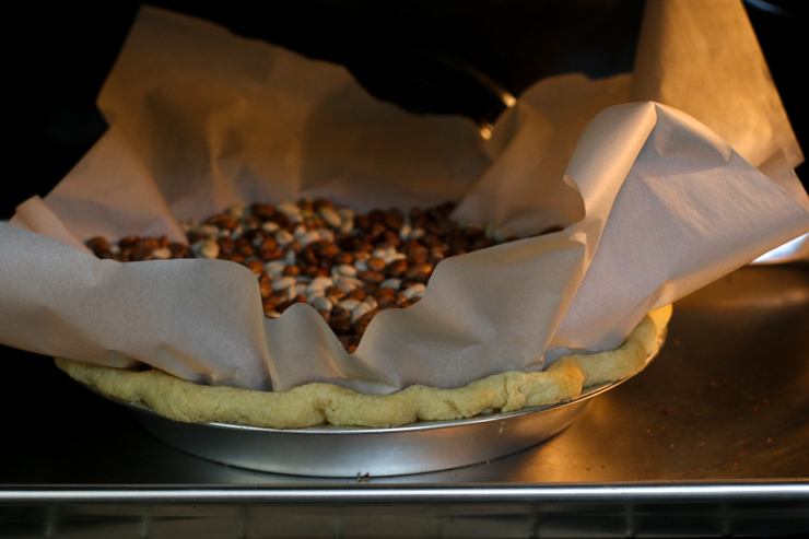 pie shell blind baking in oven