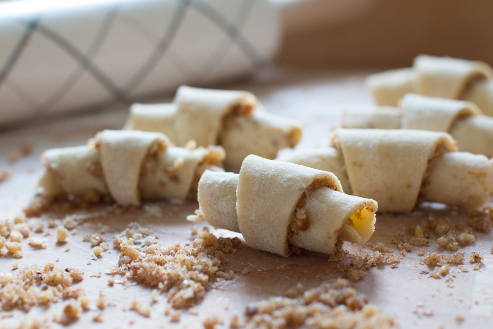 Maple Walnut Rugelach rolls ready to bake