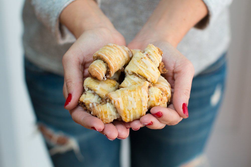 a handful of Maple Walnut Rugelach by Baking the Goods