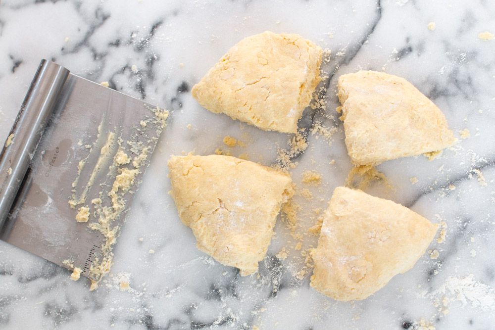 dividing rugelach dough into 4 equal parts
