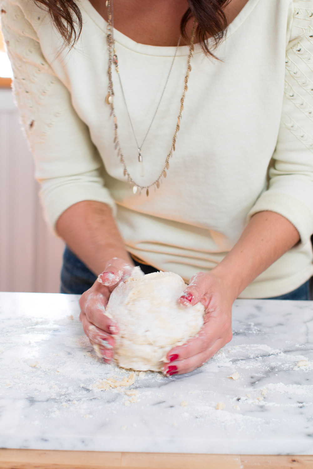 shaping Maple Walnut Rugelach dough ball