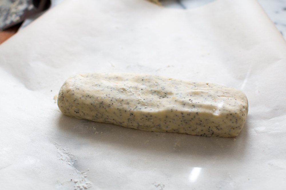Shape dough into a rough log on parchment paper