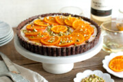 Candied Tangerine Mascarpone Tart with Pistachio Chocolate Crust