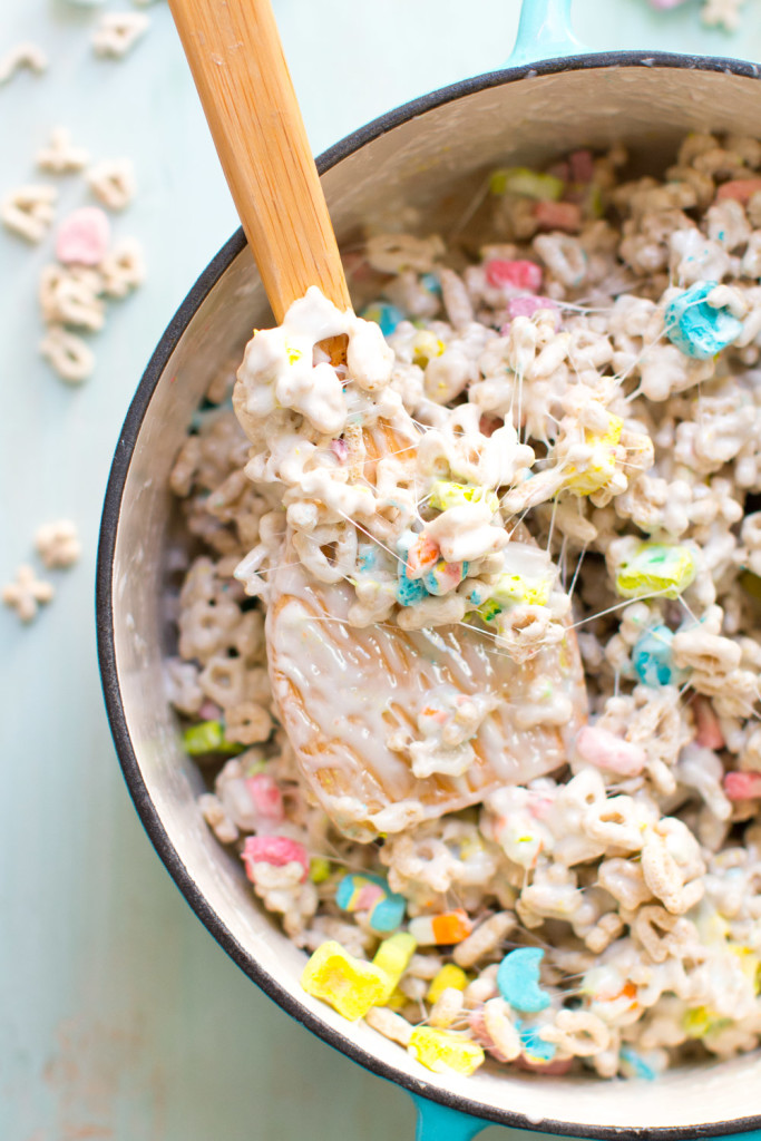 Lucky Charms Treats mixing