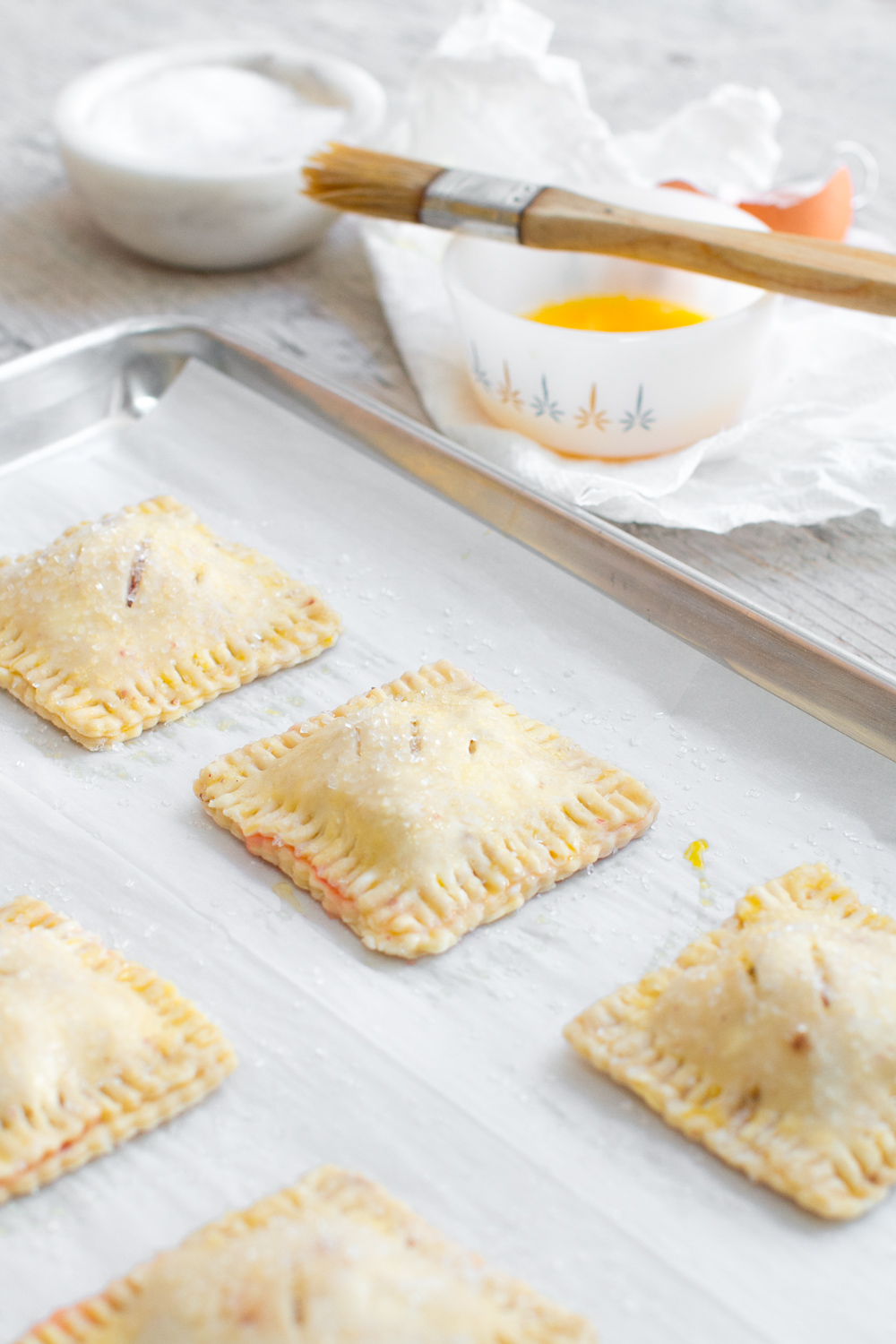 Strawberry Rhubarb Hand Pies egg wash
