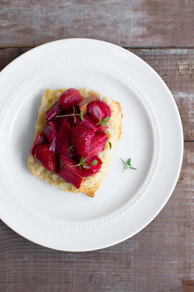 Roasted Strawberry Rhubarb filling on Shortcake