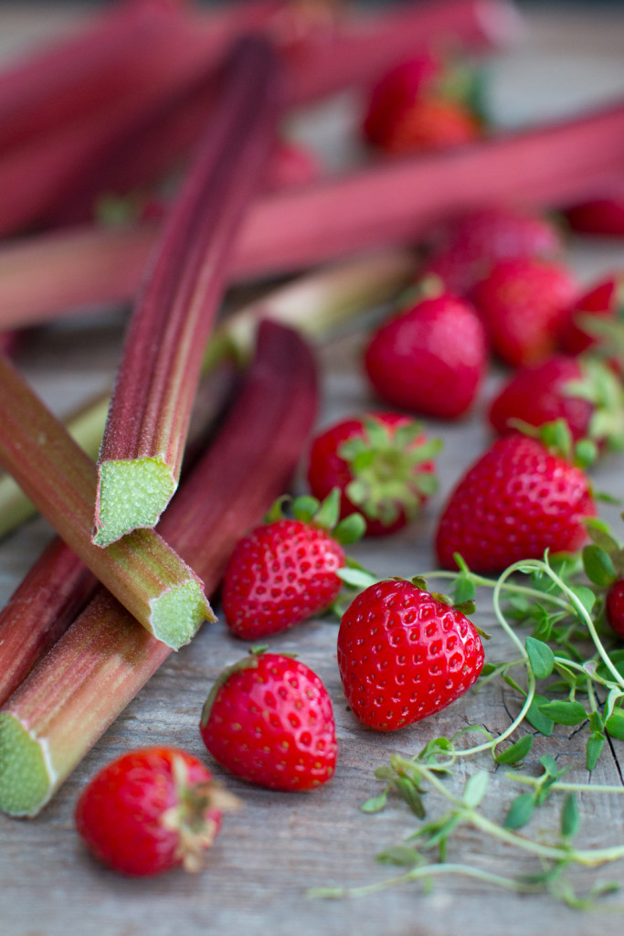 strawberries, rhubarb and thyme