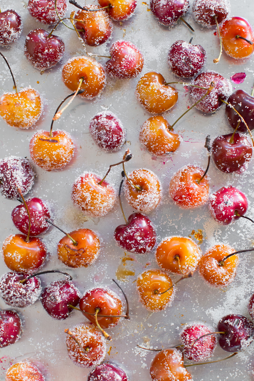 sparkling sugar coated grilled cherries