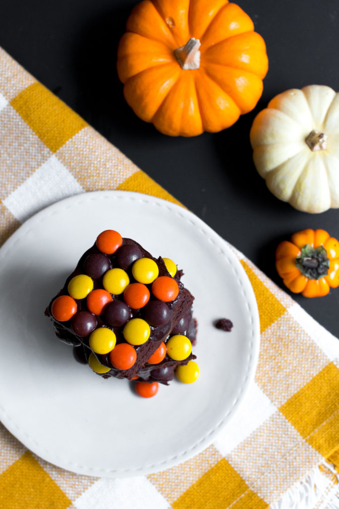 These Reese's Pieces Brownies scream Halloween!
