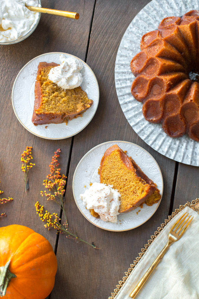 Sliced Pumpkin Spice Bourbon Bundt Cake