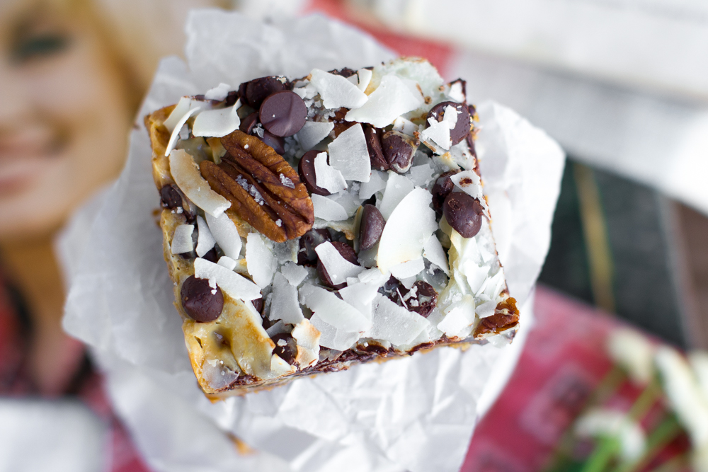 Hello Dolly Cookie Bars with sea salt