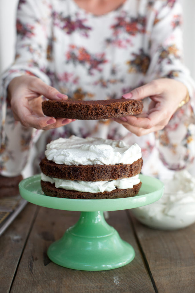 Mint Chocolate Cake assembly