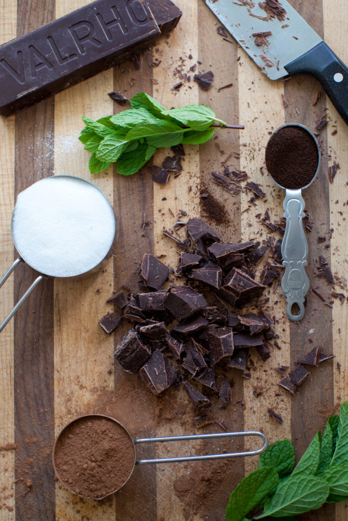 chocolate, sugar, mint & espresso powder