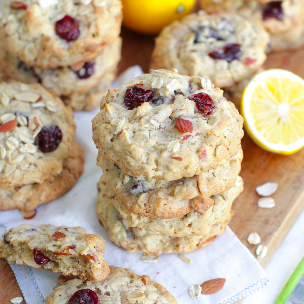 Lemon Cherry Almond Oat Cookies by Baking The Goods.