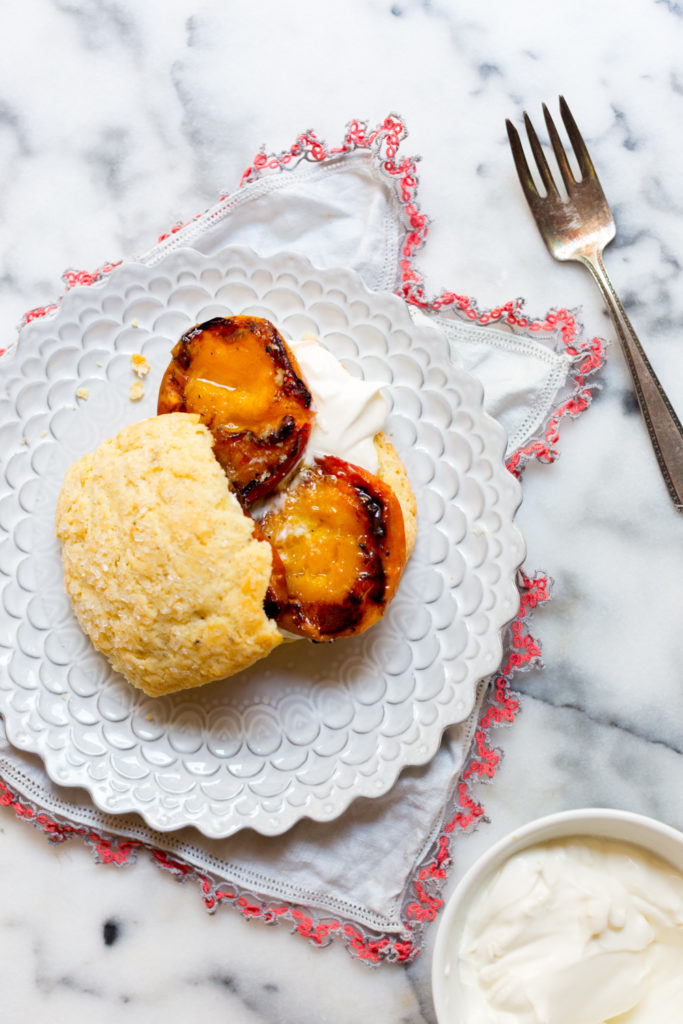 Grilled Nectarine Shortcakes lemony crème fraîche