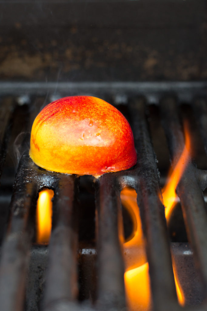 Nectarine on a hot grill.