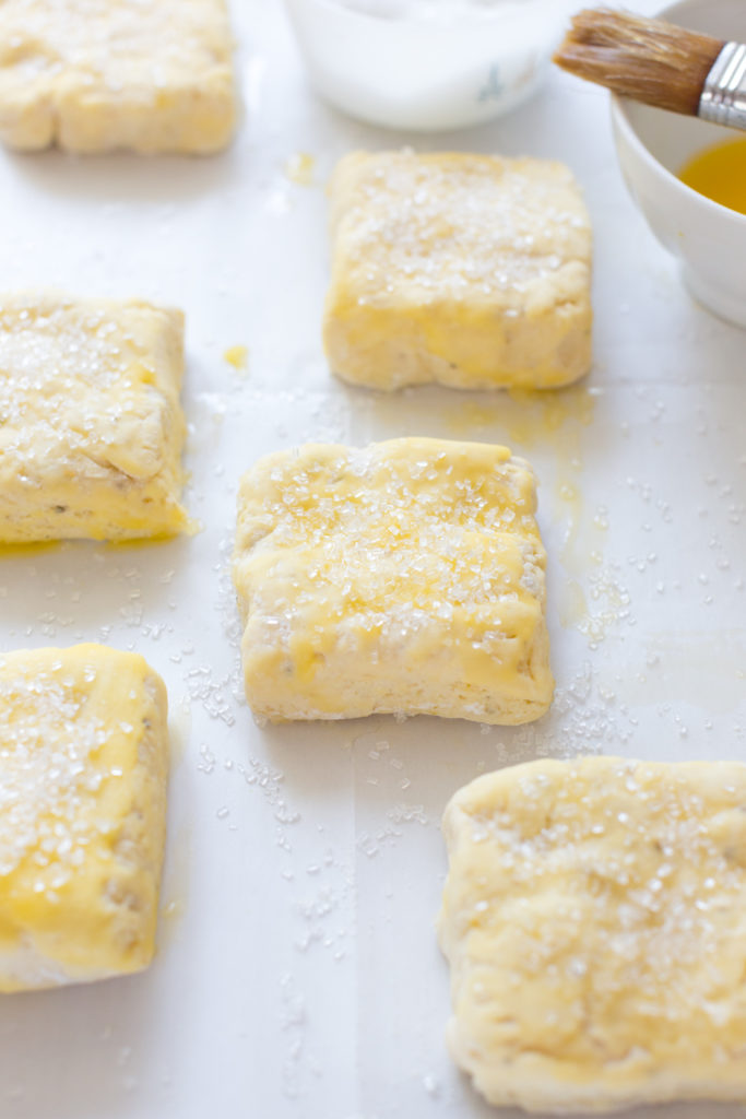 Sprinkle the tops of the shortcakes with sparkling sugar for an added sweet crunch.