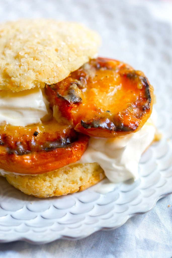 Grilled Nectarines Shortcakes lemony crème fraîche.