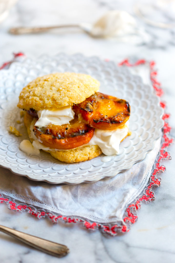 Grilled Nectarines Shortcakes with a hearty dollop of lemony crème fraîche.